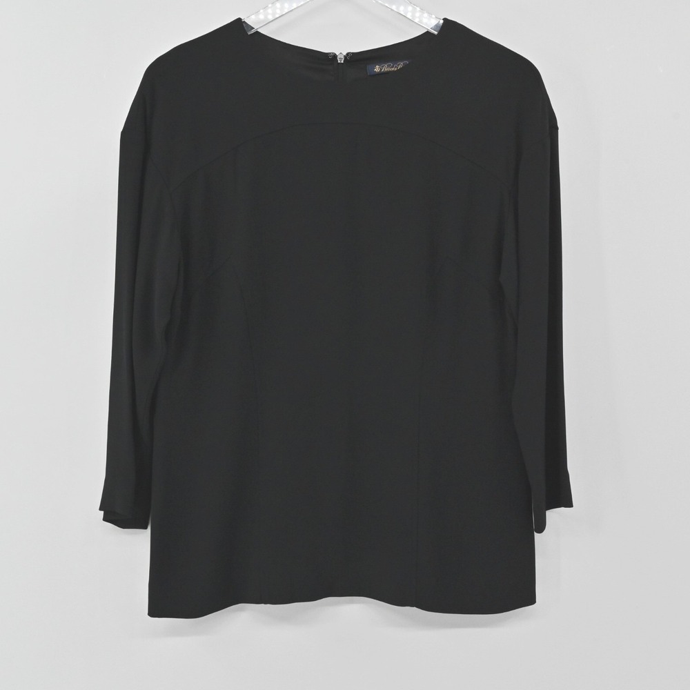 BROOKS BROTHERS Womens Top Size 4 Black Long Sleeve Minimalist Quiet Luxury Chic